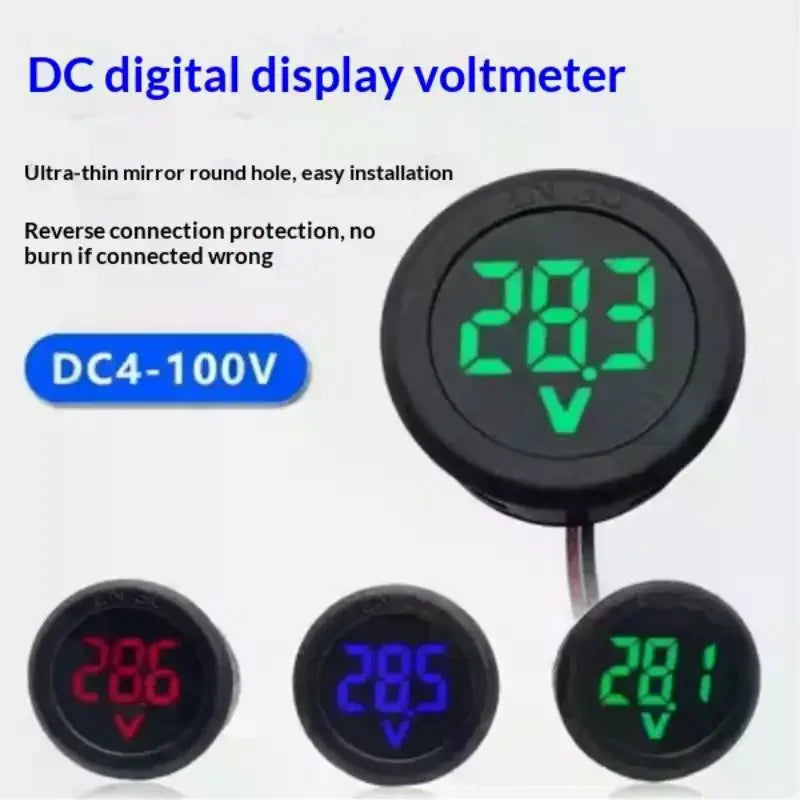 Round LED Digital Voltmeter DC 4-100V – Car Motorcycle Boat RV Digital Voltmeter Richie's