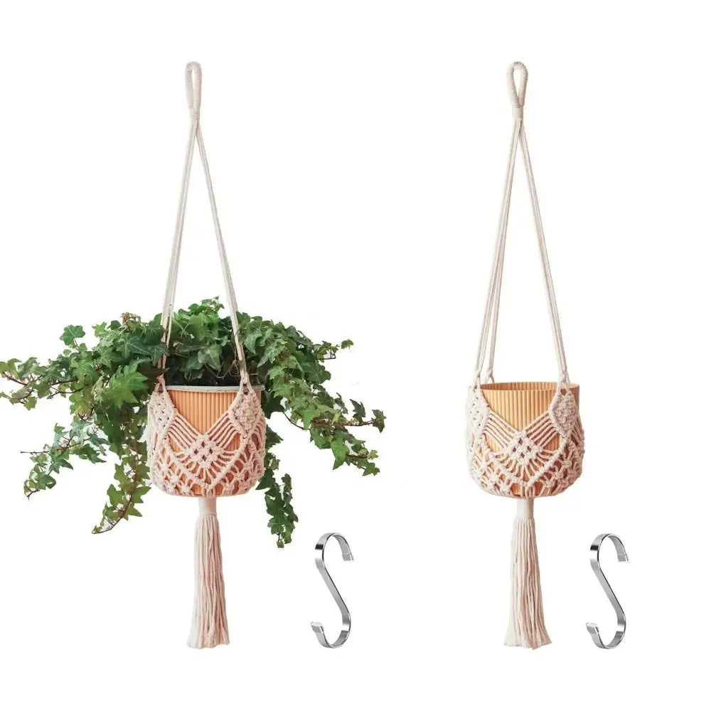 Boho Macrame Plant Hanger Cotton Rope Woven Hanging Basket Macrame Plant Hanger Richie's