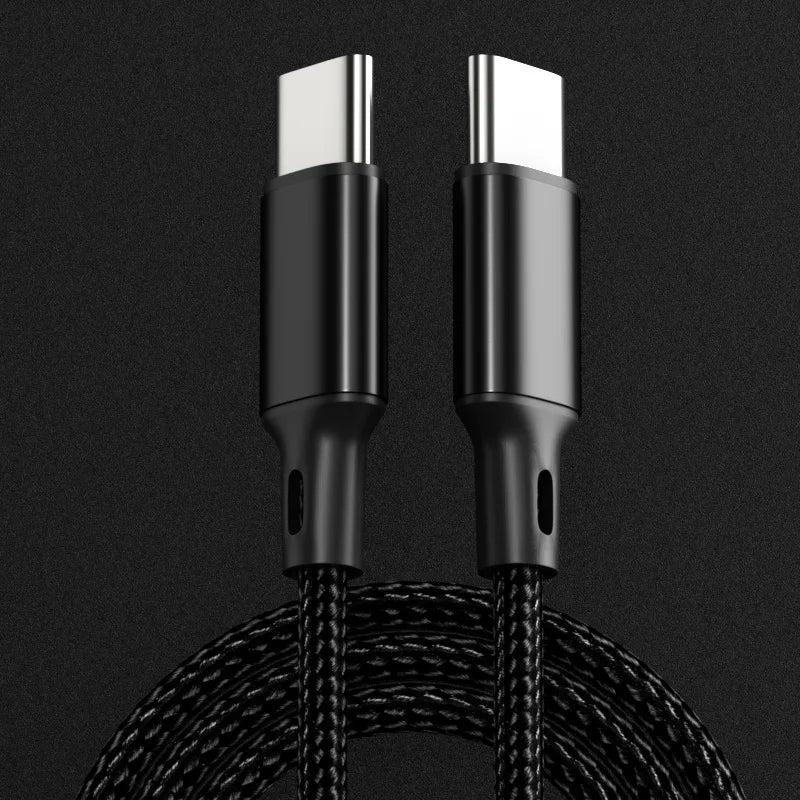 USB-C to USB-C Cable 60W 3A Fast Charging Nylon Braided 1m–2m USB-C Charging Cable Richie's Black 2m