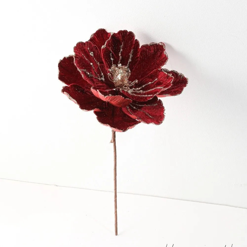 22CM Glitter Poinsettia Artificial Christmas Flower Decoration Christmas Flower Decoration Richie's