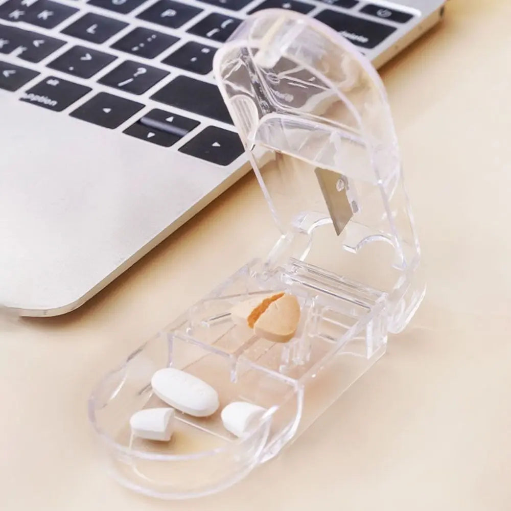 Portable Pill Cutter & Storage Box – Mini Clear Tablet Splitter Pill Cutter Box Richie's