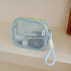 Mesh Cosmetic Bag Transparent Travel Makeup Organizer Pouch Cosmetic Organizer Bag Richie's S-blue