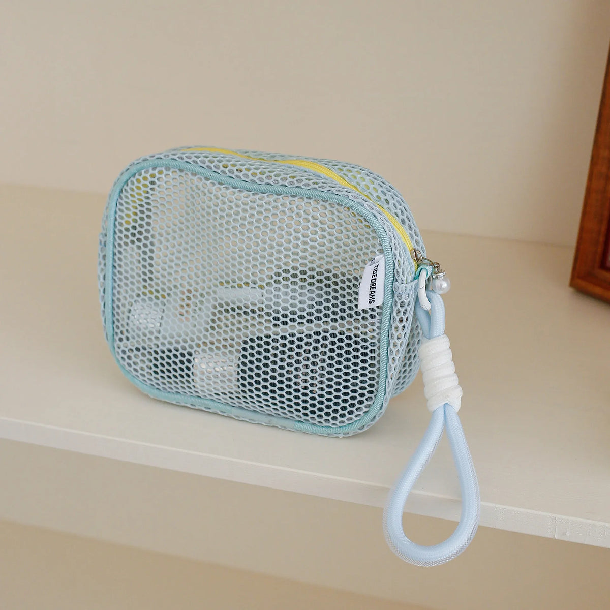 Mesh Cosmetic Bag Transparent Travel Makeup Organizer Pouch Cosmetic Organizer Bag Richie's S-blue
