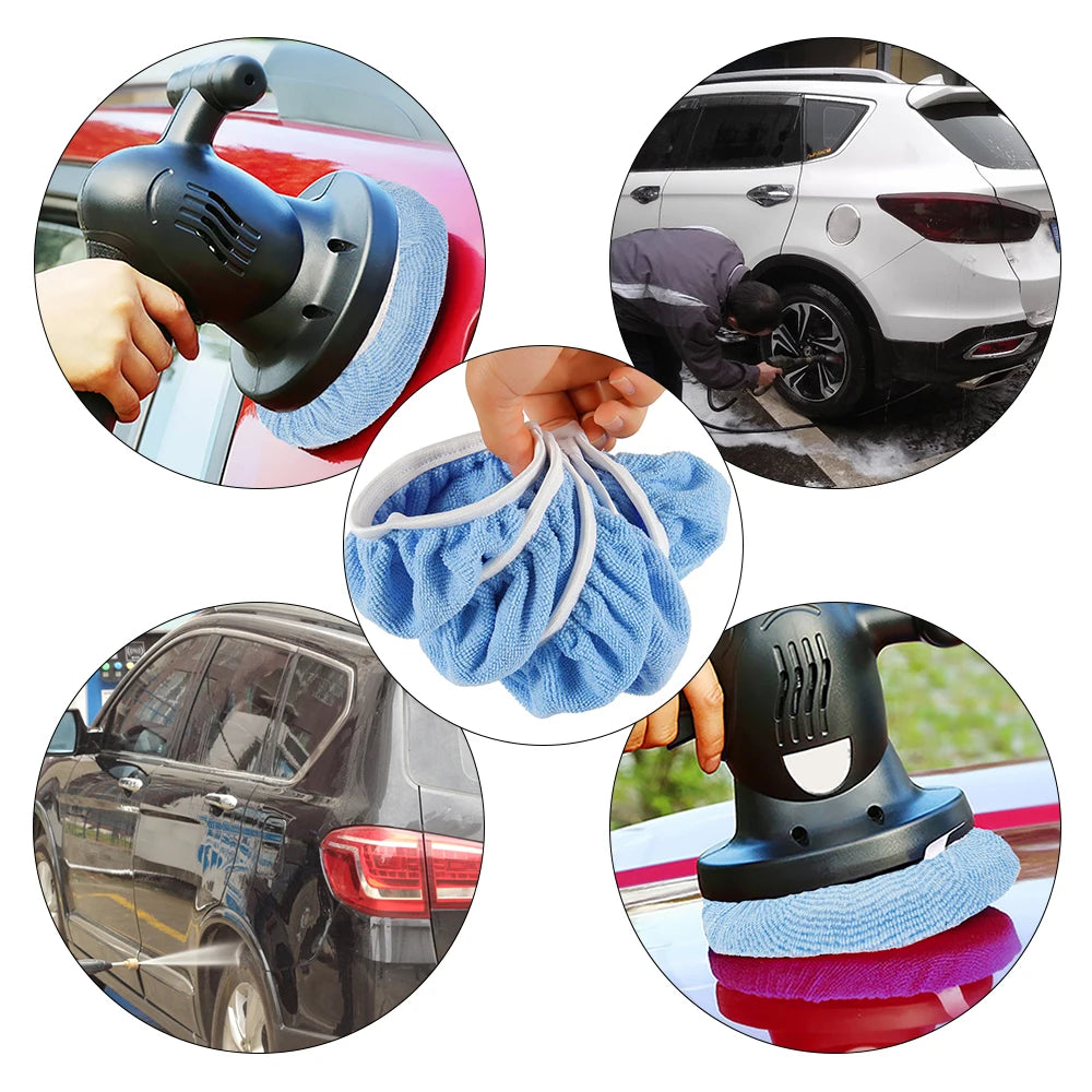12-Pack Microfiber Car Polishing Bonnet Pads 5–6 Inch Wax Applicator Car Polishing Pads Richie's