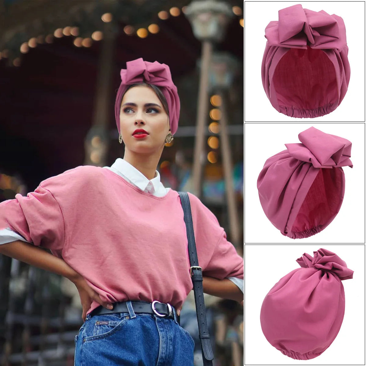 Women's Floral Pleated Turban Hat – Elastic Head Wrap & Bonnet Turban Head Wrap Richie's