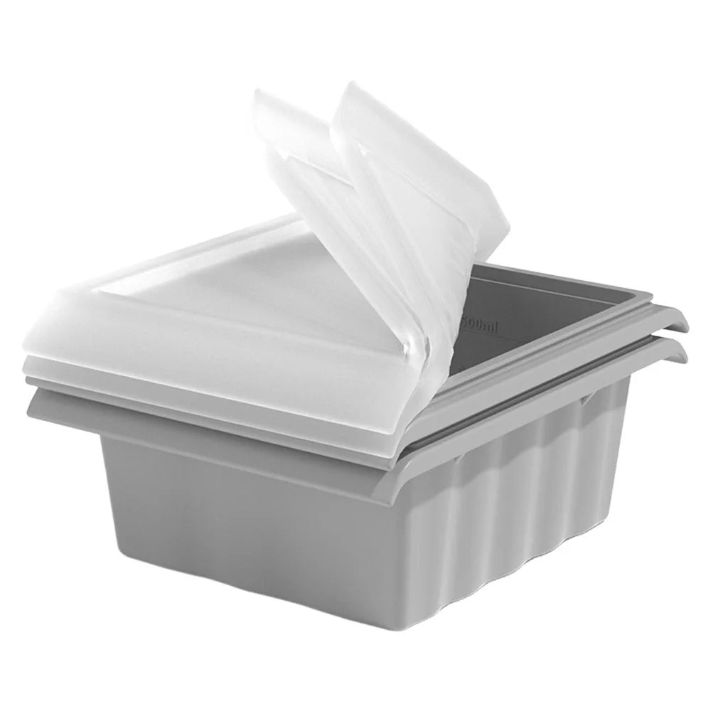 Extra Large Silicone Ice Cube Mold Reusable Freezer Tray & Lid Silicone Freezer Mold Richie's Grey-1 Grid