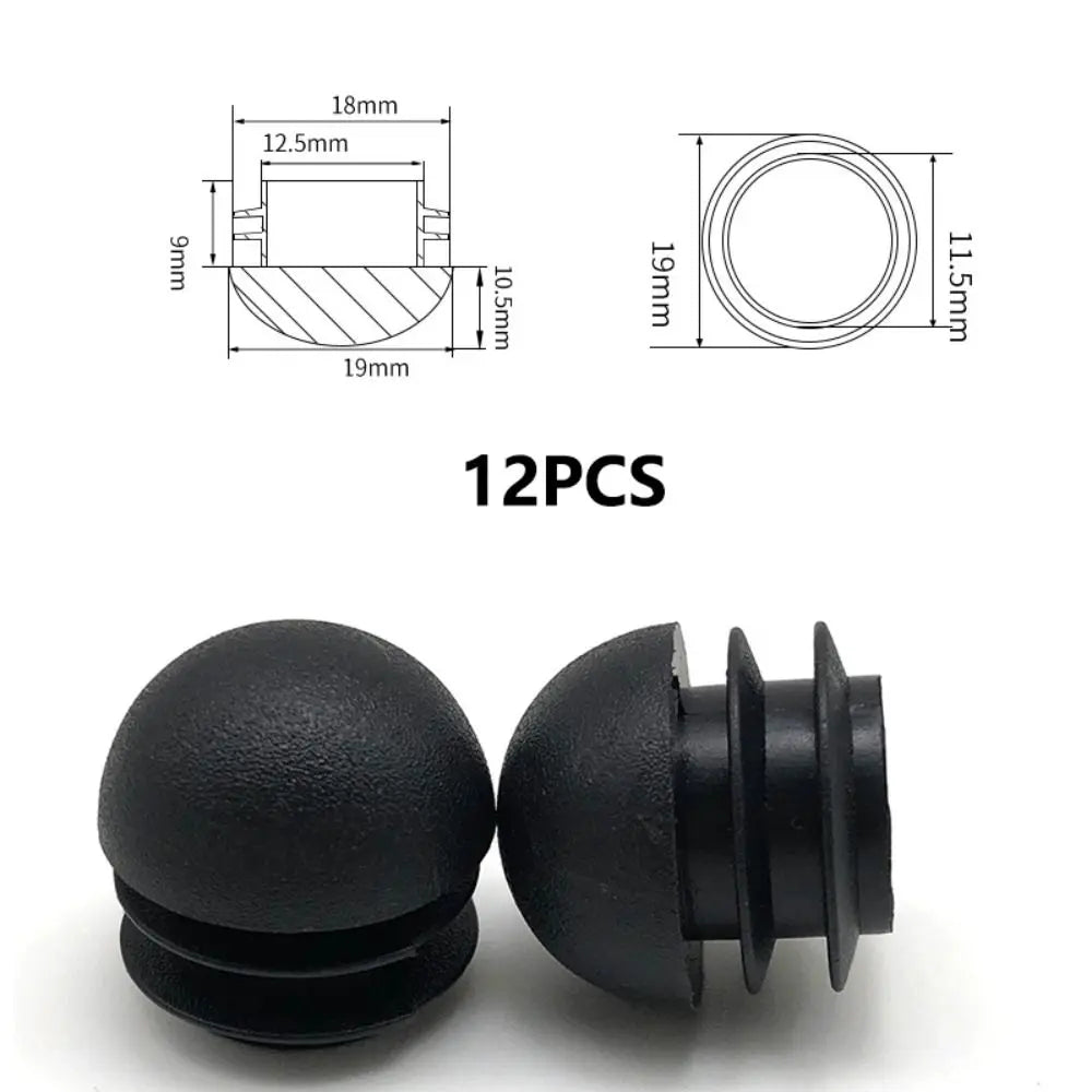 12 Pcs Round Furniture Tube Plugs Non-Slip Black Floor Leg Caps Furniture Leg Caps Richie's 19mm