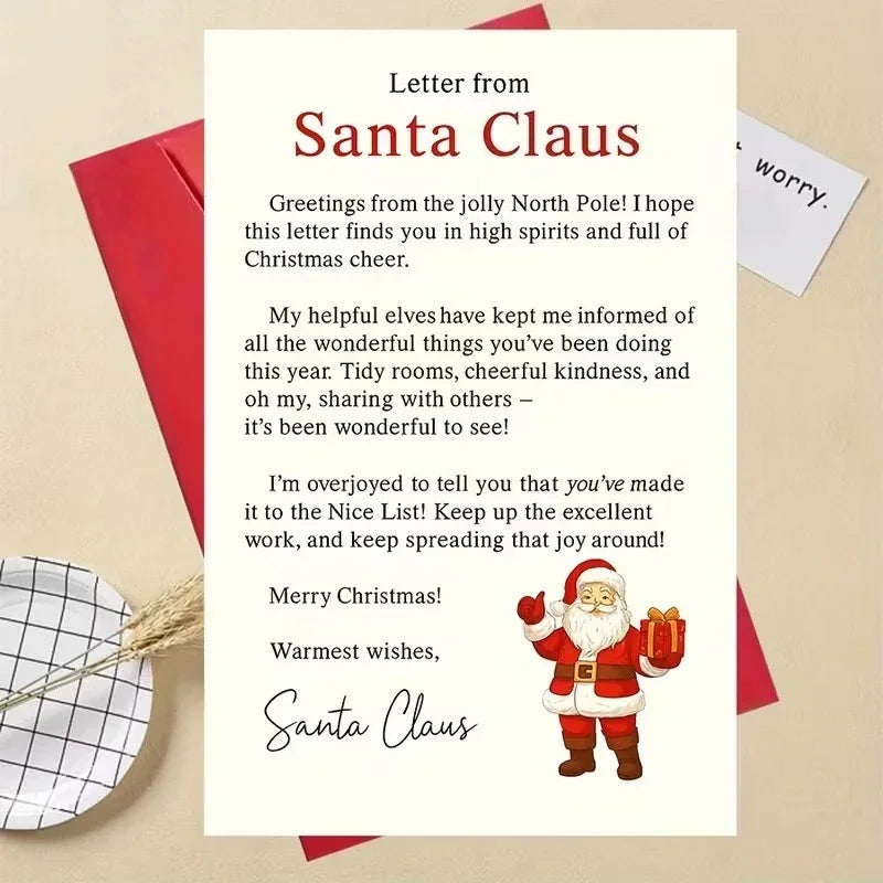 Santa Claus Greeting Card With Envelope – North Pole Letter Holiday Greeting Card Richie's
