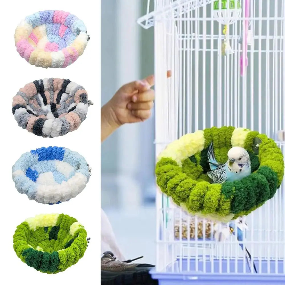 Velvet Bird Nest Hammock – Cozy Plush Parrot Cage Bed Bird Cage Accessory Richie's