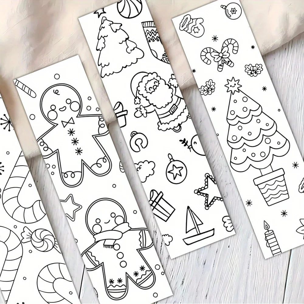 32pcs Christmas Cartoon Bookmarks Minimalist Line Art DIY Set Christmas Bookmarks Richie's