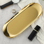 Stainless Steel Oval Storage Tray – Jewelry & Vanity Organizer Metal Storage Tray Richie's L Gold