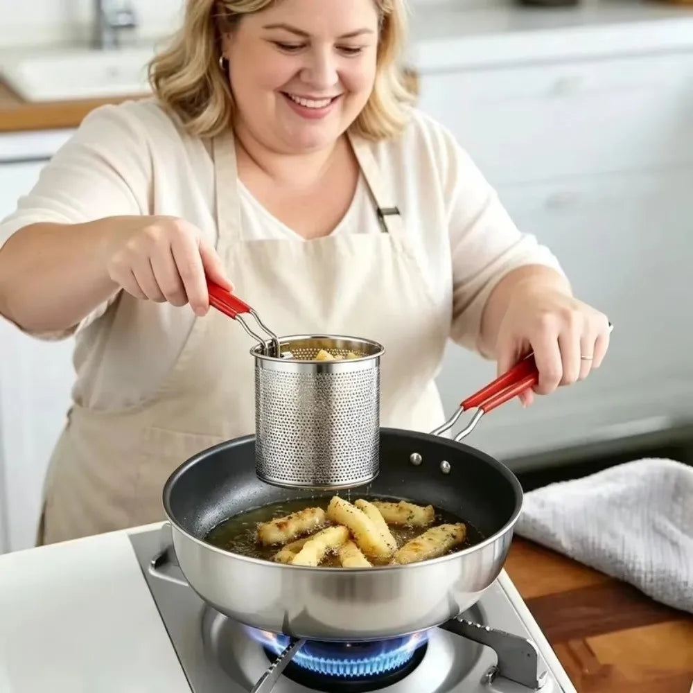 316 Stainless Steel Deep Fryer Pot with Strainer Basket Deep Fryer Pot Richie's
