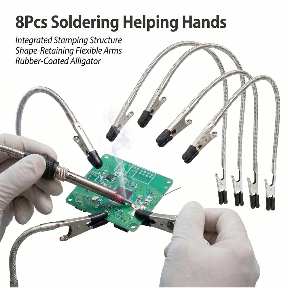 Soldering Helping Hand 8-Piece Flexible Alligator Clip Clamp Set Soldering Clamp Set Richie's