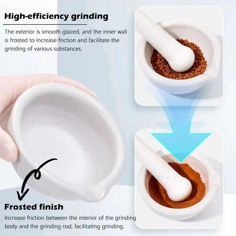 White Ceramic Mortar & Pestle Set | Porcelain Spice Grinder Mortar & Pestle Set Richie's