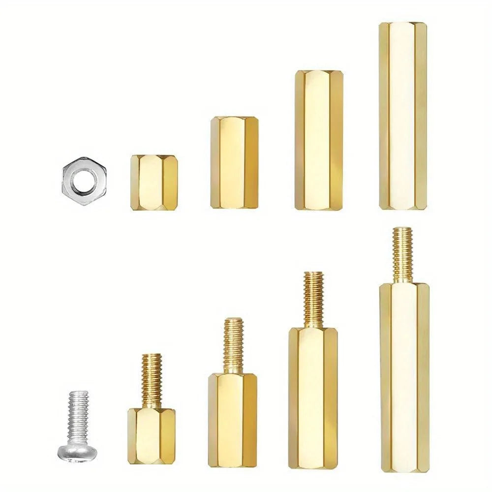 M3 Brass Hex Standoff Screw & Nut Combo Set 176/216 Pcs Brass Standoff Kit Richie's