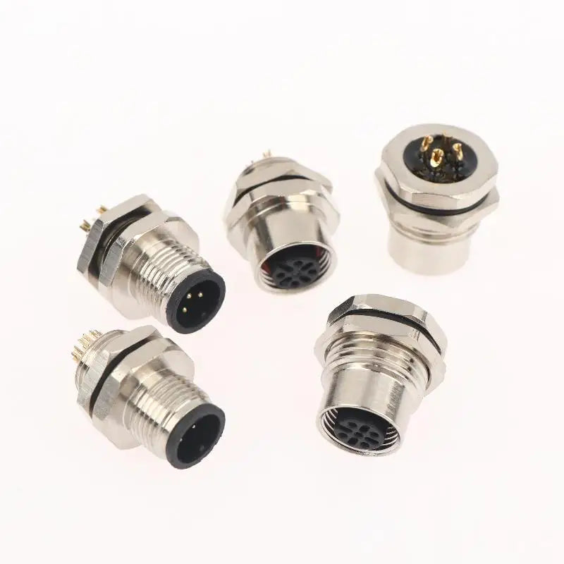 M12 IP67 Waterproof Connector 4/5/8 Pin Panel Socket 22AWG Wire Industrial Connector Richie's