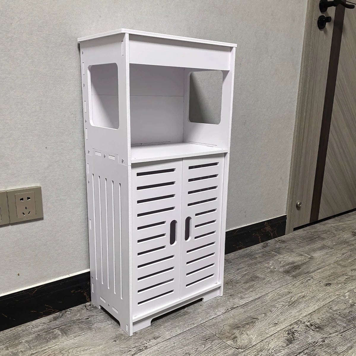 White Freestanding Bathroom Cabinet with Shutter Doors & Shelf Bathroom Storage Cabinet Richie's