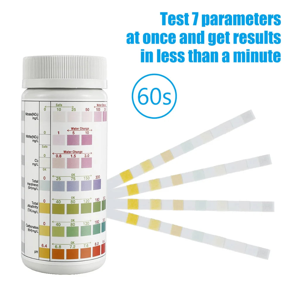 100Pcs 7-in-1 Aquarium Water Test Strips – Fish Tank Kit Aquarium Test Strips Richie's