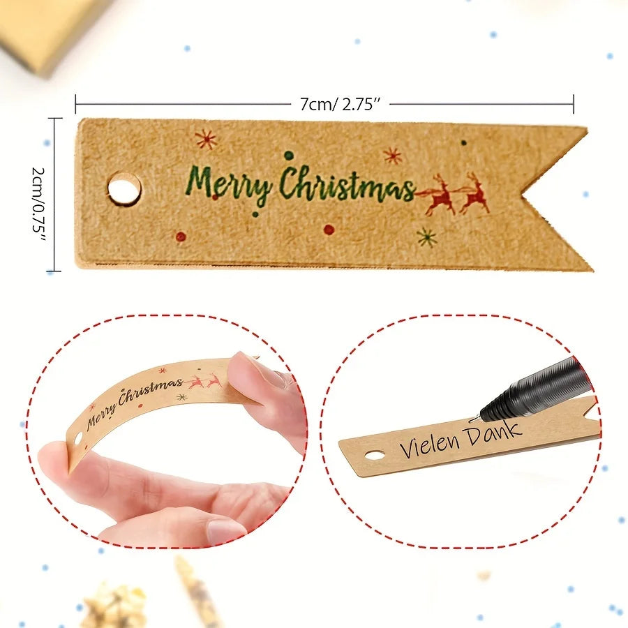 Kraft Paper Christmas Gift Tags with Rope – Merry Xmas Hang Tags Gift Hang Tags Richie's