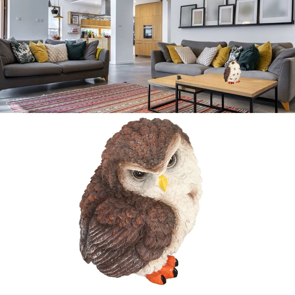 Resin Owl Figurine | Waterproof Brown Owl Statue Garden Decor Resin Garden Figurine Richie's