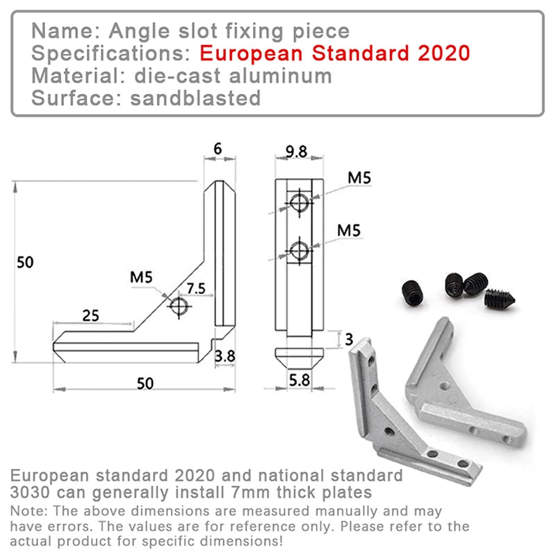 Aluminum Angle Slot Connector 2020 3030 4040 Profile (2/4 Pcs) Aluminum Profile Bracket Richie's 2020 2pcs