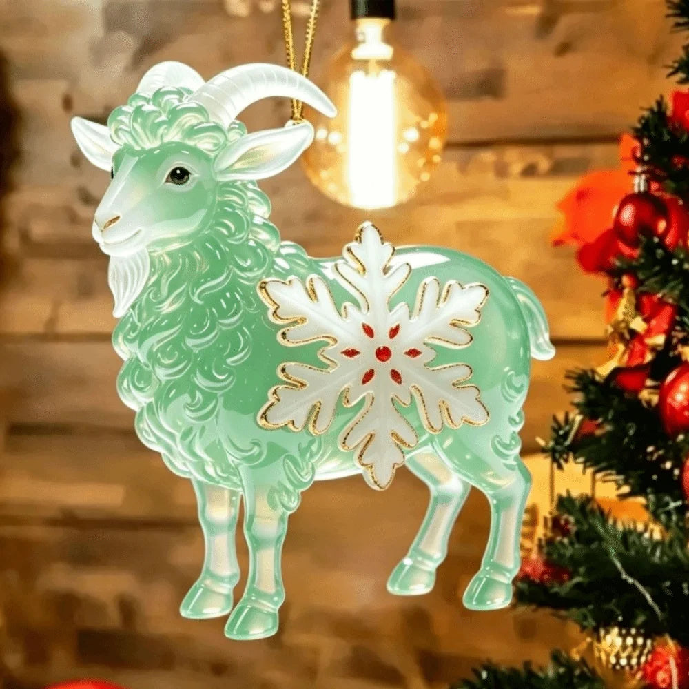 Acrylic Goat Christmas Ornament with Gold Cord & Snowflake Christmas Ornament Richie's