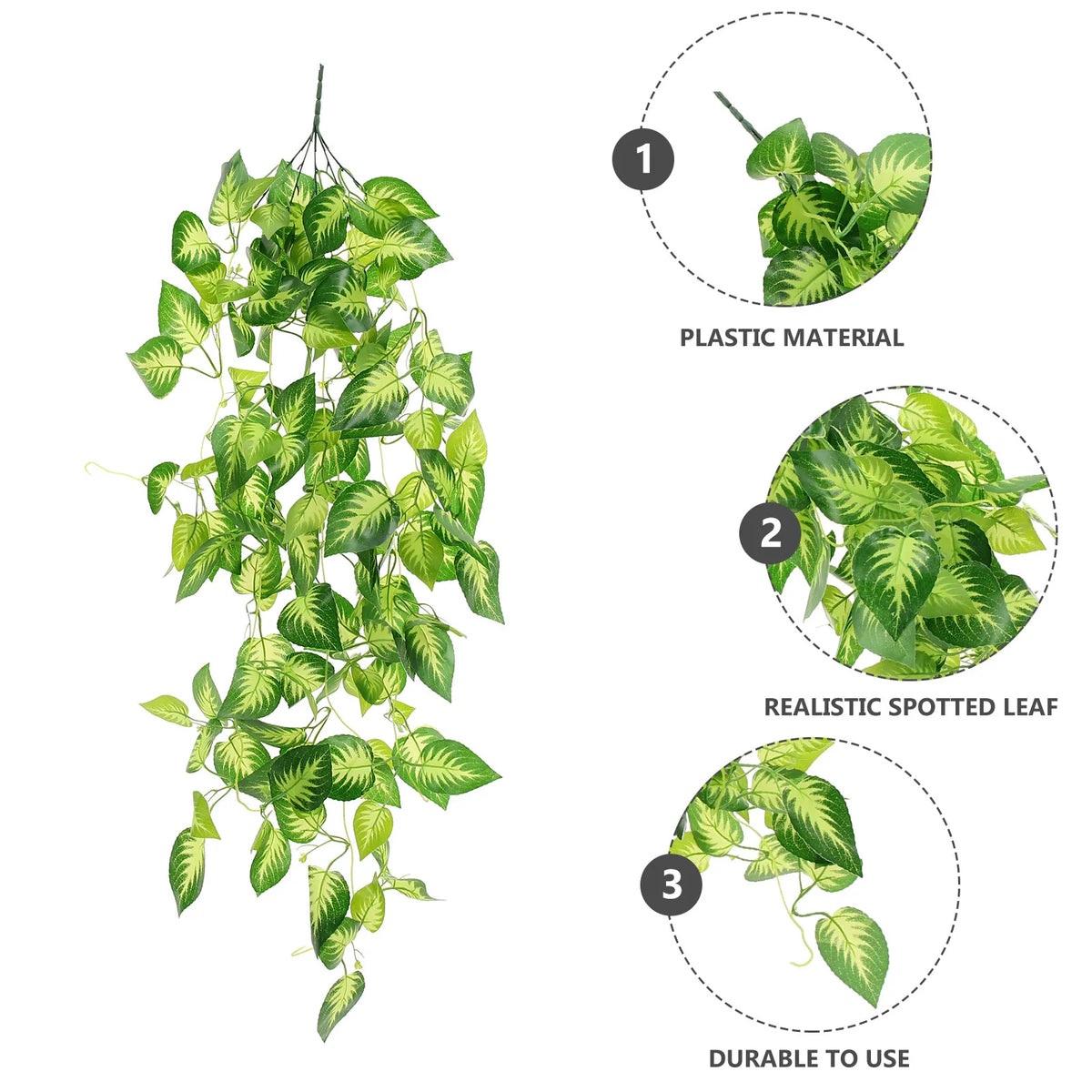 Spotted Leaf Artificial Vine Wall Hanging Plant Decor – Faux Foliage Artificial Hanging Vine Richie's