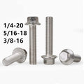 304 SS Serrated Flange Hex Bolts UNC 1/4-20 5/16-18 3/8-16 10pcs Flange Hex Bolt Richie's T 5/8"