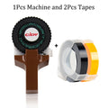 Handheld 3D Embossing Label Maker Manual Typewriter + 2 Tape Rolls Embossing Label Maker Richie's Brown Label Maker 9mm