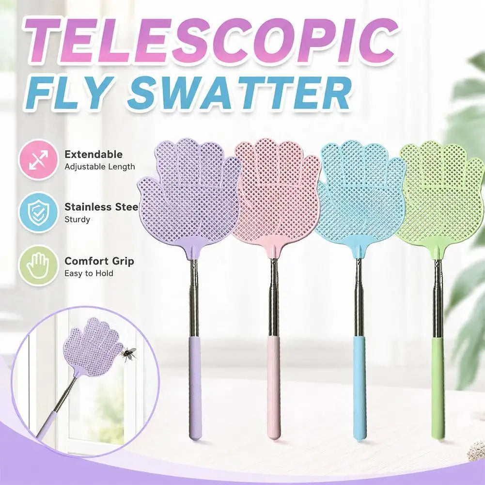 Telescopic Fly Swatter Extendable Stainless Steel Anti-Slip Handle Telescopic Fly Swatter Richie's
