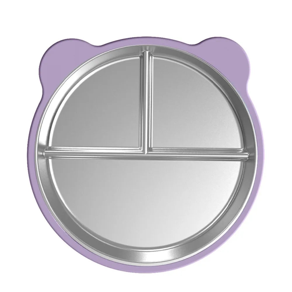 Stainless Steel Toddler Divided Plate with Silicone Suction Base Toddler Divided Plate Richie's Purple