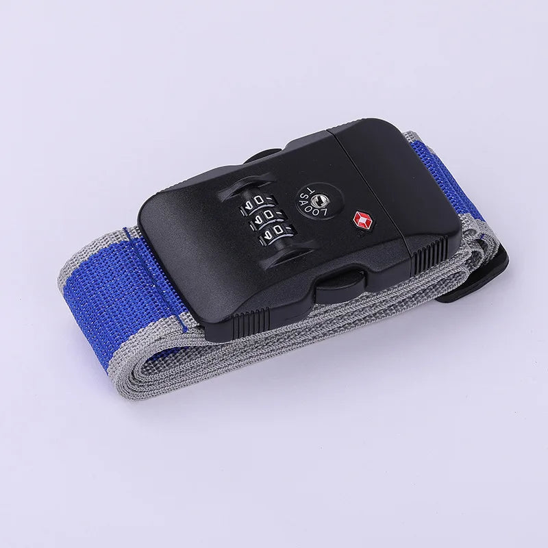 TSA Lock Luggage Strap – Adjustable Password Suitcase Belt Luggage Security Strap Richie's gray blue