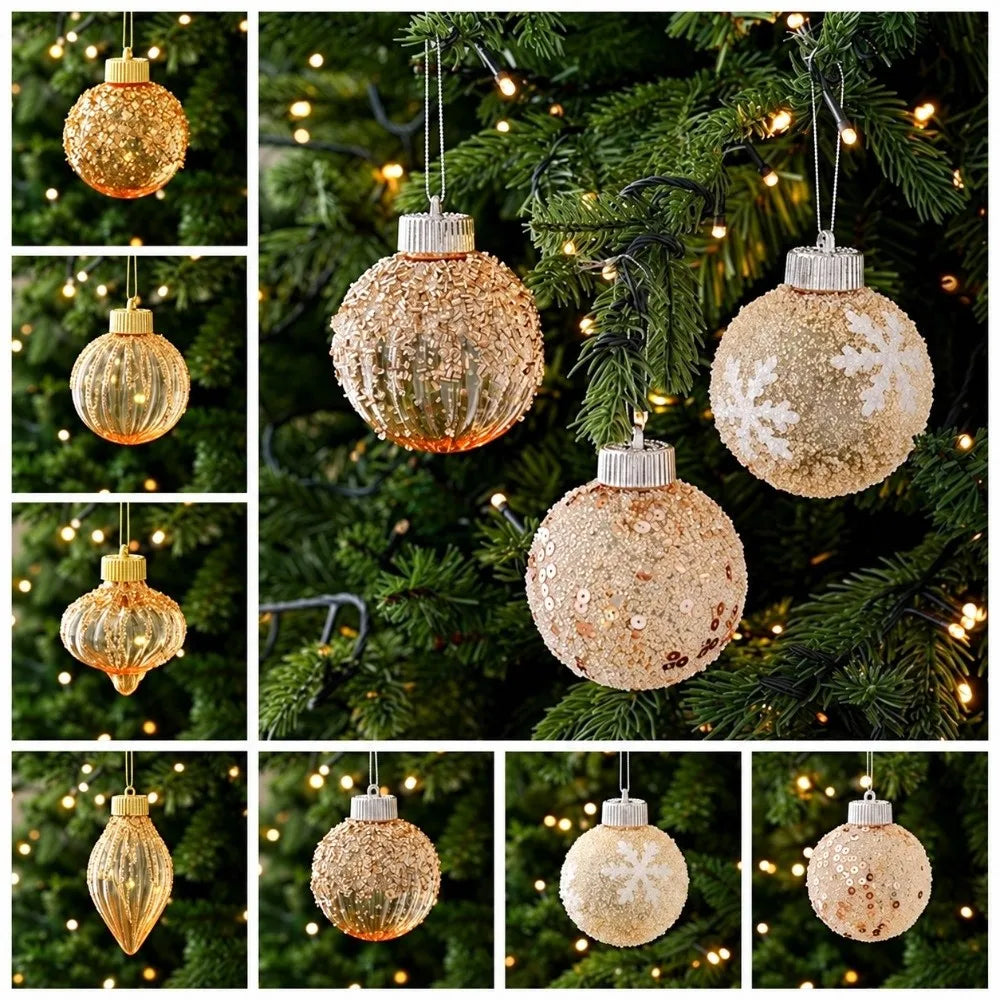 Sequin Christmas Bauble Shatterproof Hollow Plastic Xmas Ornament Christmas Ornament Richie's