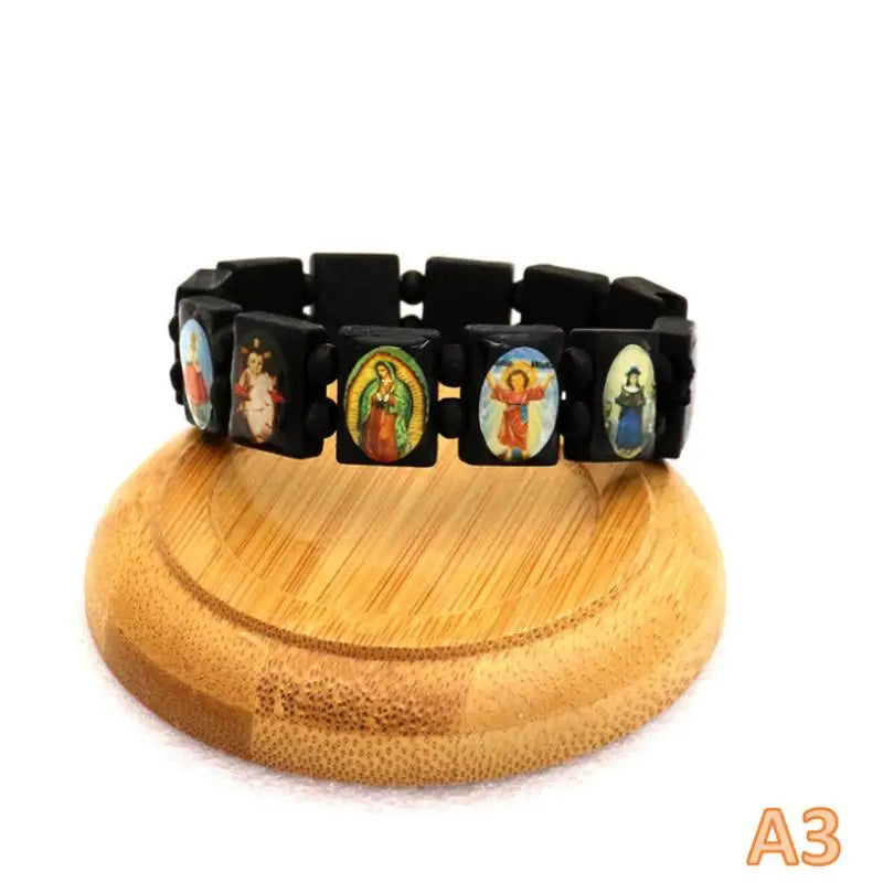 Wood Prayer Bead Bracelet – Religious Icon Drip Oil Finish Prayer Bead Bracelet Richie's A3