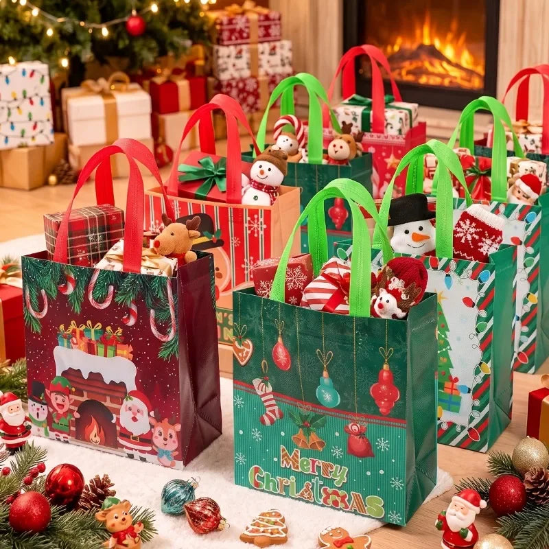 Christmas Non-Woven Tote Bags Set of 4 – Santa & Snowman Christmas Gift Bags Richie's