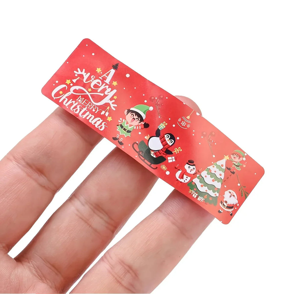 120 Pcs Christmas Doodle Sticker Roll – Festive Strip Labels Christmas Sticker Roll Richie's