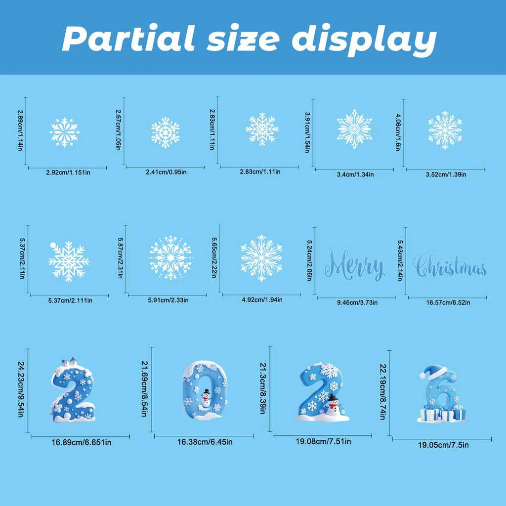 2026 New Year Christmas Snowflake Window Clings – Holiday Decor Holiday Window Clings Richie's