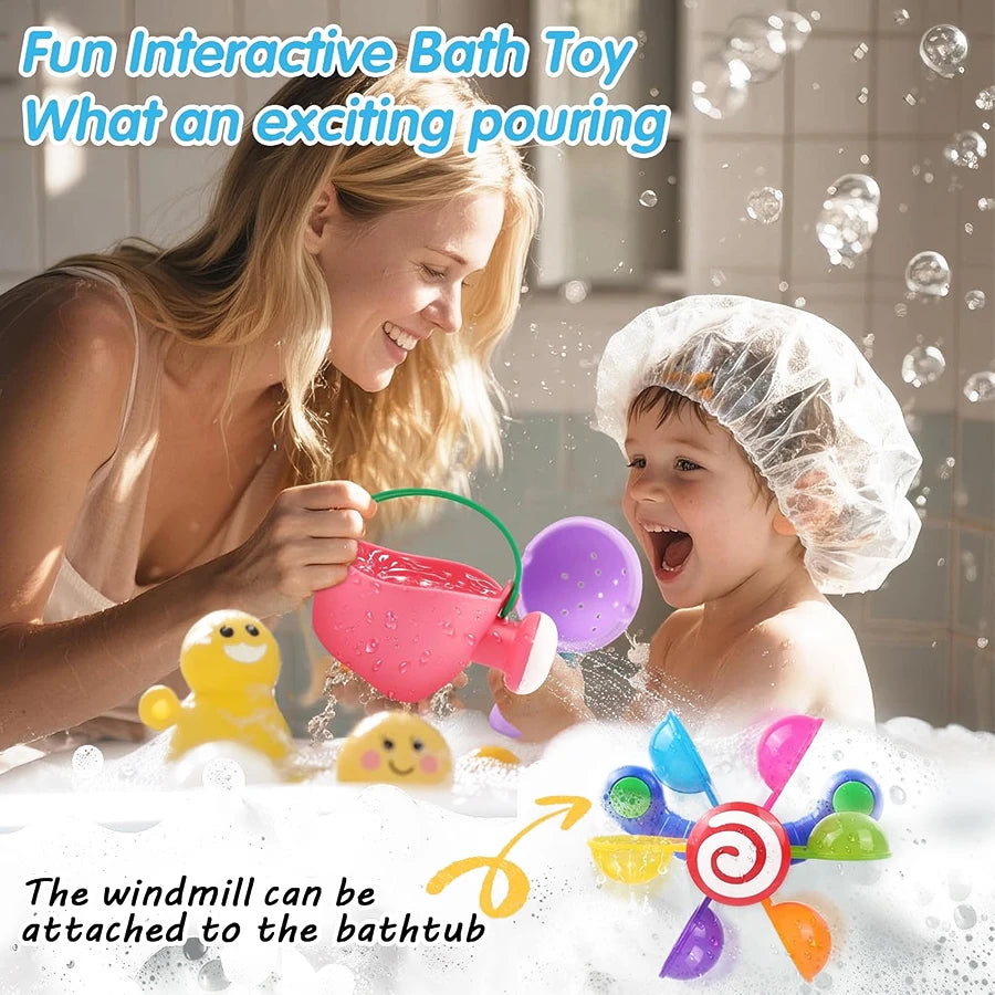 Baby Bath Toys 3-Piece Set – Watering Can, Spoon & Windmill Baby Bath Toy Set Richie's