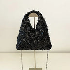 Women's Sequin Evening Shoulder Bag – Glamorous Party Clutch Evening Shoulder Bag Richie's Black