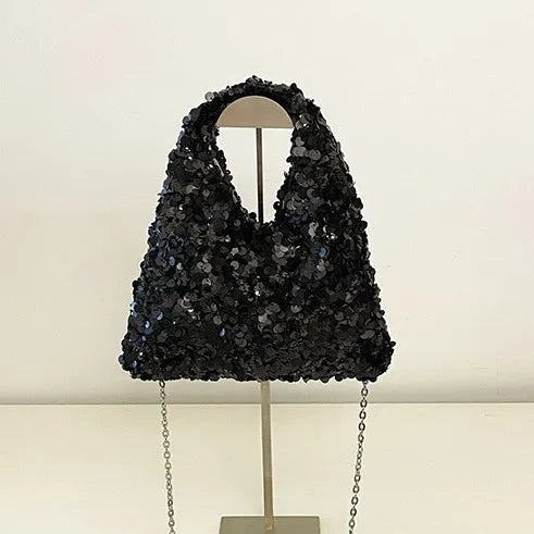 Women's Sequin Evening Shoulder Bag – Glamorous Party Clutch Evening Shoulder Bag Richie's Black