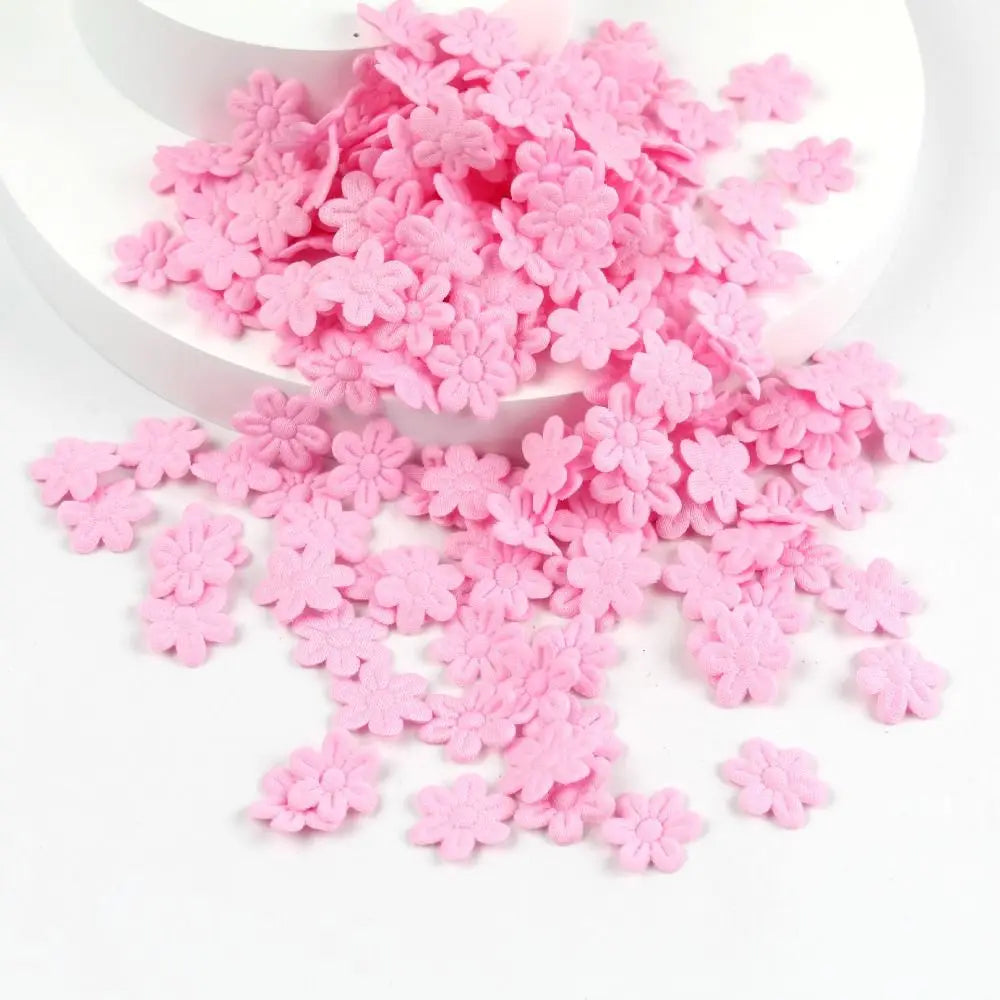 100pcs 2CM Felt Five-Petal Flower Stickers – DIY Hair Accessories Craft Flower Stickers Richie's Pink