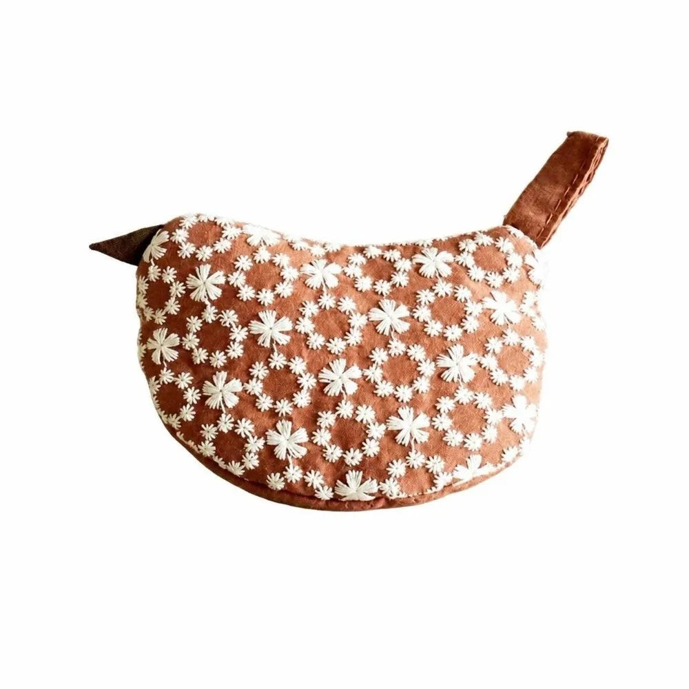 Japanese Bird Embroidered Pot Handle Cover | Heat Resistant Grip Pot Handle Cover Richie's Brown-1pc