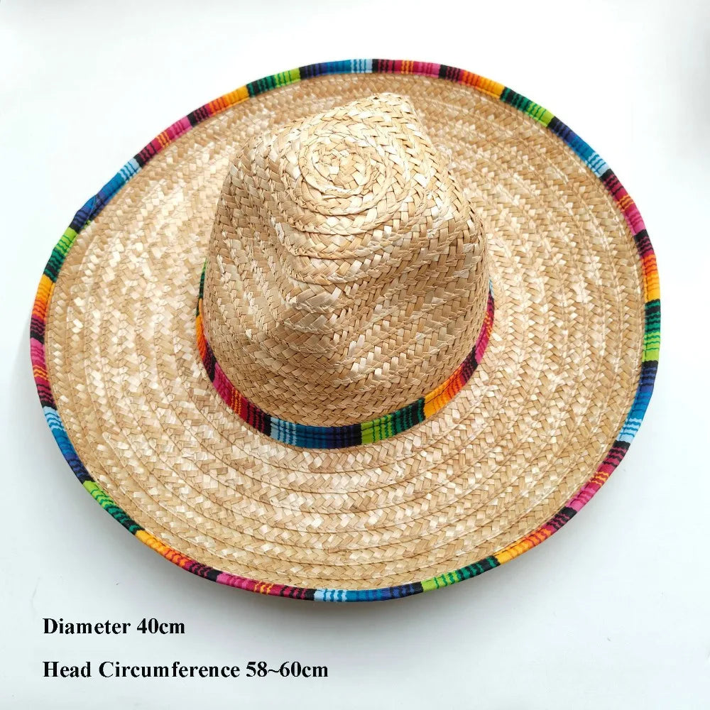 Unisex Mexican Straw Hat – Wide Brim Sun Protection Beach Hat Straw Sun Hat Richie's 10