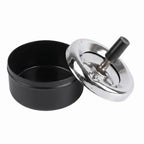 Modern Round Stainless Steel Ashtray – Windproof Spinning Lid Stainless Steel Ashtray Richie's
