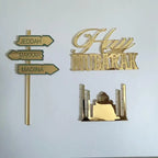 Gold Umrah Hajj Mubarak Acrylic Cake Topper – Party Decor Cake Topper Richie's A2