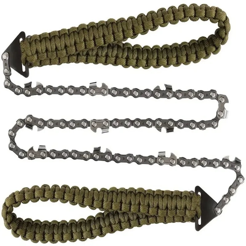 TOTNEND Mini Manual Rope Chainsaw – Portable Survival Hand Saw Manual Rope Chain Saw Richie's Green