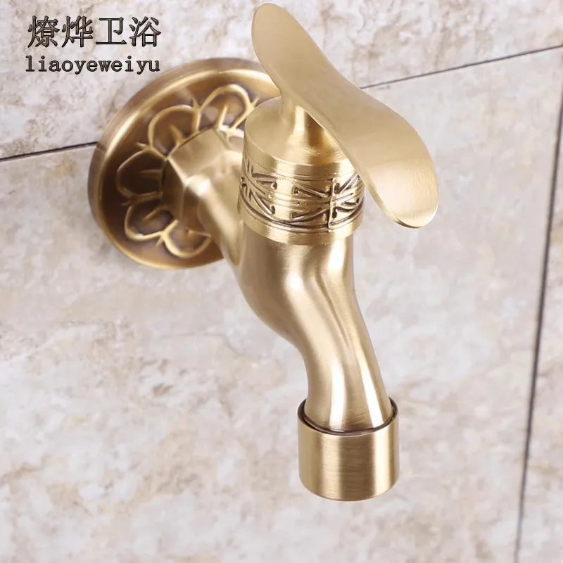 European Antique Brass Faucet DN15 Single Cold Tap – Basin & Mop Pool Brass Utility Faucet Richie's