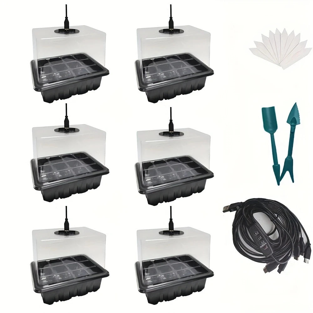 12-Cell Plastic Seedling Trays – 4/5/6 Pack Germination Grow Box Seedling Nursery Tray Richie's Black 6PCS