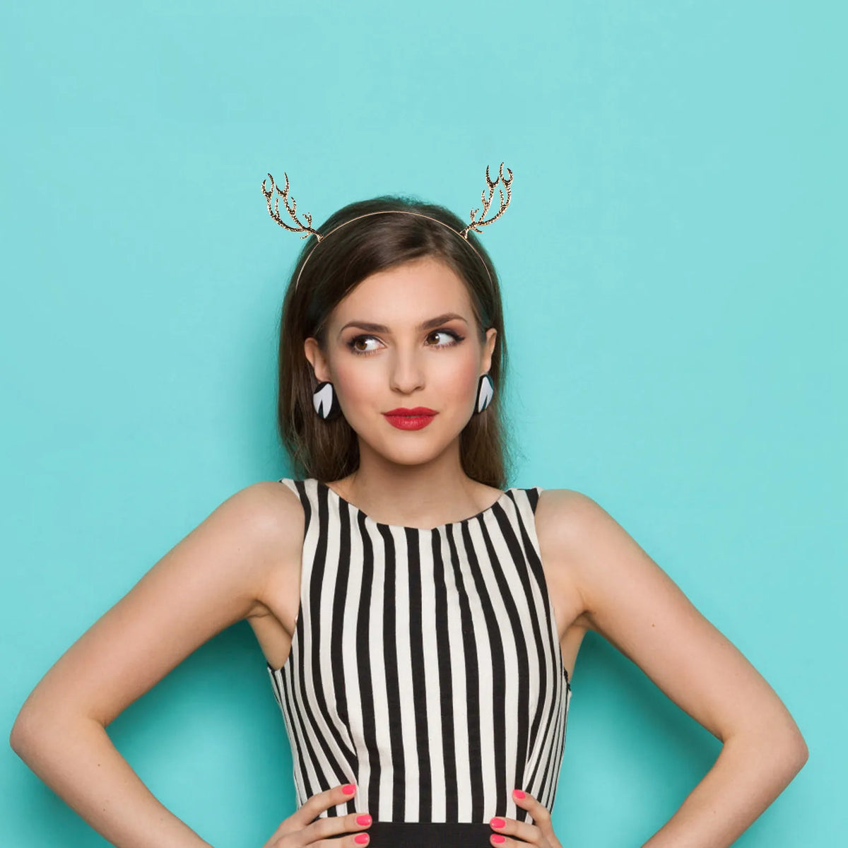 Sparkly Reindeer Antler Headband – Rhinestone Holiday Hair Hoop Holiday Antler Headband Richie's