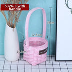 Imitation Rattan Storage Basket with Handle – 8 Colors Woven Storage Basket Richie's Pink